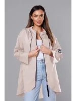 Světle béžový tenký asymetrický dámský přehoz přes oblečení model 18001589 - S'WEST Světle béžový tenký asymetrický dámský přehoz přes oblečení model 18001589 - S'WEST