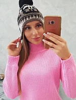 Rosa dámska čiapka s brmbolcom K368 čierna+mocca+béžová
