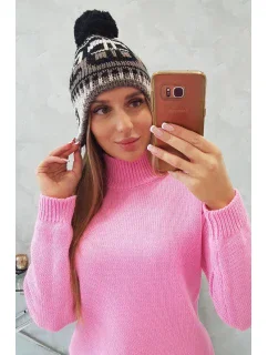 Rosa dámská čepice s bambulí model 18752417 - K-Fashion