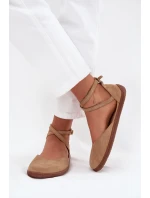 Zamszowe Baleriny Damskie Barefoot Z Paskami Zazoo 191 Beżowe