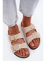 Dámské pantofle s podrážkou a přezkami  Béžové model 22123002 - Lee Cooper