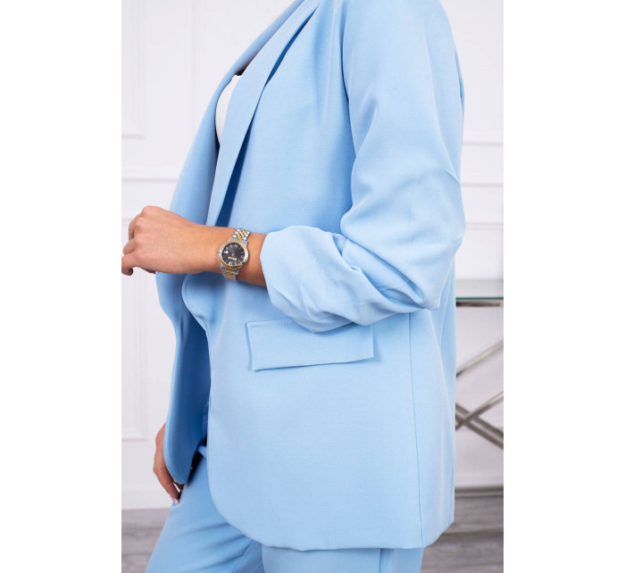 Elegantná súprava saka a nohavíc v modrej farbe