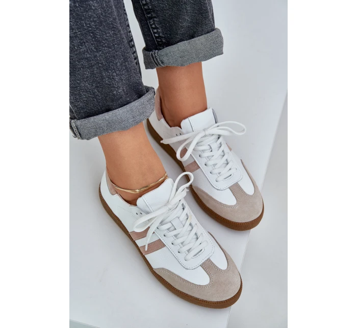 Dámske kožené čižmy N1068 white and beige - Zazoo