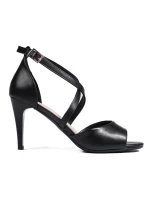 Pohodlné čierne dámske sandále na ihlovom podpätku Pohodlné čierne dámske sandále na ihlovom podpätku