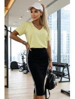 665-1 Dámska bavlnená blúzka s krátkym výstrihom do V - maslovo žltá