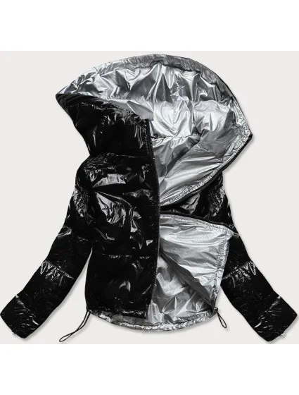 Čierna lesklá prešívaná dámska bunda (B9560) Čierna lesklá prešívaná dámska bunda (B9560)