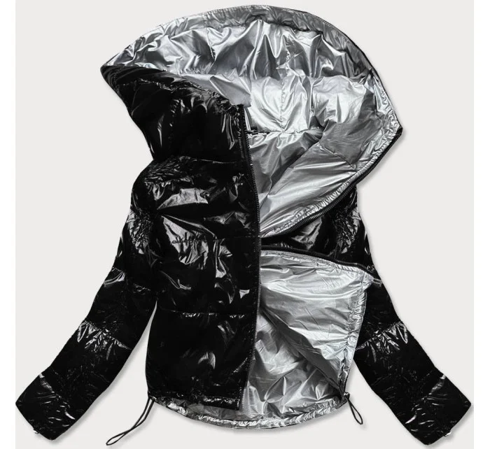 Čierna lesklá prešívaná dámska bunda (B9560) Čierna lesklá prešívaná dámska bunda (B9560)