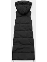 Čierna-khaki dlhá dámska obojstranná vesta (B8137-1)