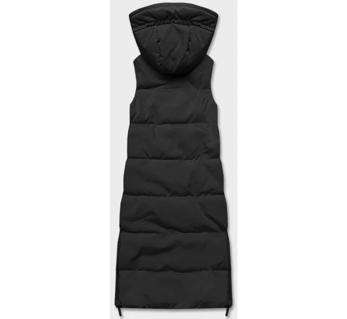 Čierna-khaki dlhá dámska obojstranná vesta (B8137-1)