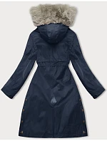 Tmavě modrá dámská bunda parka s kožešinou model 21246247 - J.STYLE Tmavě modrá dámská bunda parka s kožešinou model 21246247 - J.STYLE
