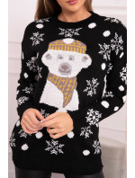 Vianočný sveter s medvedíkom čierny