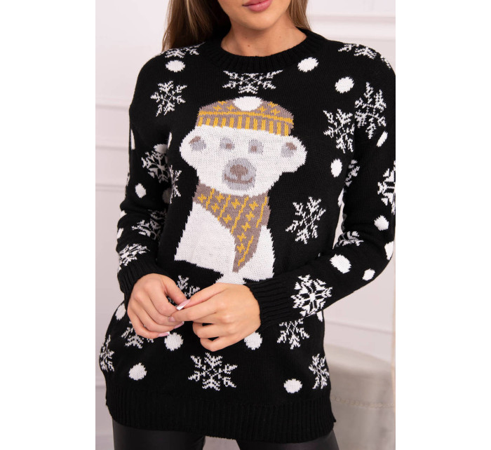 Vianočný sveter s medvedíkom čierny