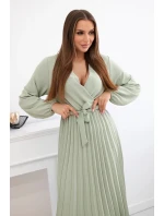 Šaty se model 21908527 plisovaným lemem světlá khaki - K-Fashion