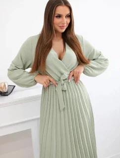 Šaty se  lemem světlá khaki model 21908527 - K-Fashion