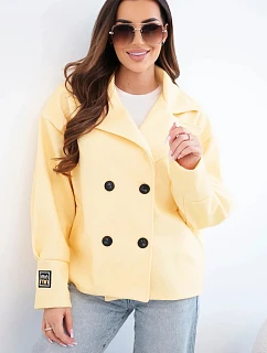 Dámske krátke dvojradové sako s golierom žlté