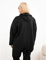 Dámska mikina Plus Size z viskózy s kapucňou a klokaním vreckom, čierna Dámska mikina Plus Size z viskózy s kapucňou a klokaním vreckom, čierna