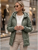 Dámska prešívaná prechodná bunda s kapucňou, zelená, FashionStreet TY5802