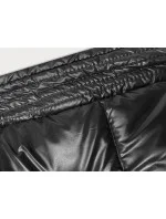 Čierno-béžová hrubšia obojstranná dámska zimná bunda (V767)