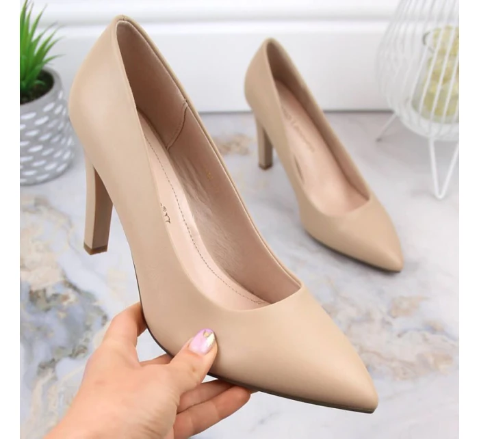 Sergio Leone W SK415B béžové lodičky na podpätku