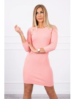 Šaty s ozdobnými knoflíky meruňková