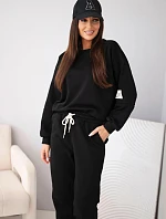 Dámska bavlnená súprava s mikinou a joggerovými nohavicami, čierna
