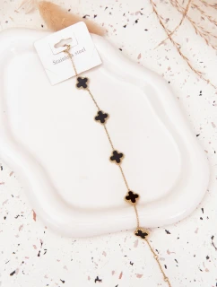 Náramek s přívěsky nerezová ocel zlatá-černá