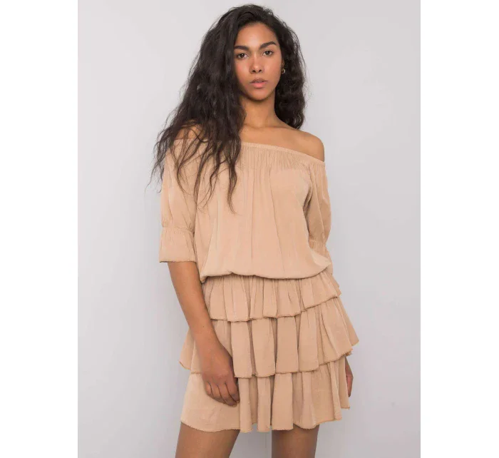 Sukienka TW SK BI model 21185757 camelowy - FPrice Sukienka TW SK BI model 21185757 camelowy - FPrice