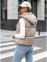 Dámska prešívaná vesta OSHE béžová FashionStreet TY3703