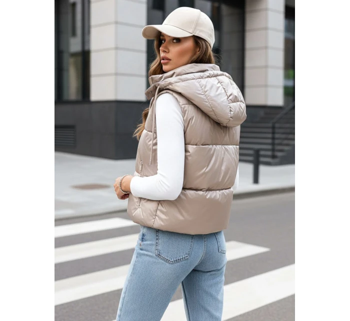 Dámska prešívaná vesta OSHE béžová FashionStreet TY3703