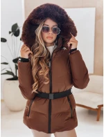 Dámská zimní prošívaná bunda s kapucí hnědá Dstreet model 21990588 - FashionStreet