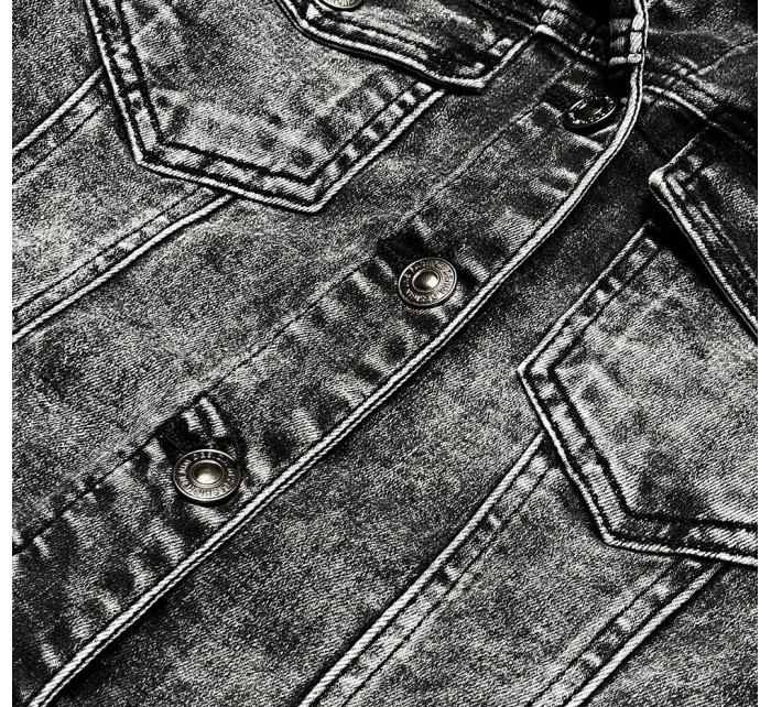 Krátka čierna dámska džínsová bunda (POP5989-K)