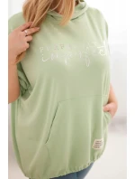 Dámska mikina Plus Size s kapucňou a potlačou mint