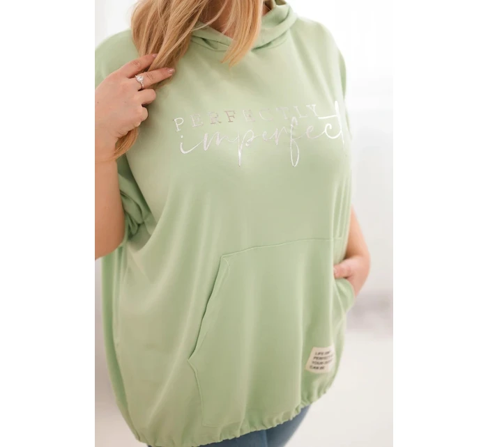 Dámska mikina Plus Size s kapucňou a potlačou mint