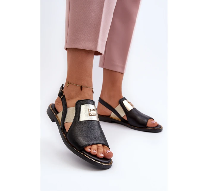 Zazoo 40385 Damskie Skórzane Sandały Czarne