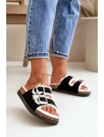 Dámské Pantofle S Přezkami A Kožíškem Černé model 21670217 - Boto