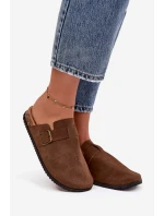 Dámské pantofle a na platformě s přezkou Hnědé model 21752766 - Boto