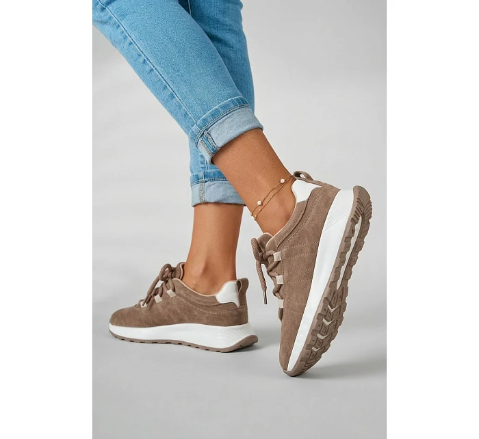 Dámské kožené semišové tenisky Hnědé Bemela