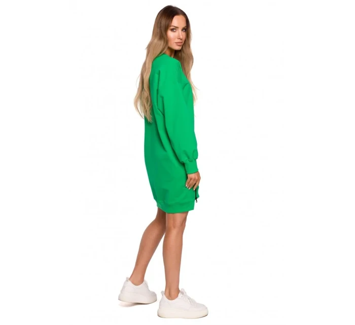 model 18004079 Svetrová tunika se zipy zelená - Moe