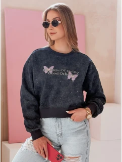 Dámská oversize mikina s vázáním v barvě  námořnická modř Dstreet model 21988049 - FashionStreet
