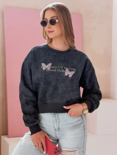 Dámska nadrozmerná mikina so zaväzovaním v motýliku SPARKI navy blue FashionStreet BY1403