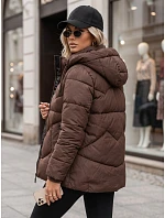 Kurtka damska zimowa pikowana z kapturem brązowa FashionStreet TY5752 Kurtka damska zimowa pikowana z kapturem brązowa FashionStreet TY5752