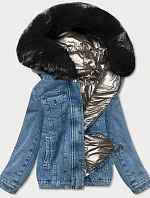 Svetlo modro-čierna obojstranná džínsová bunda pre prechodné obdobie (B9730-5001)