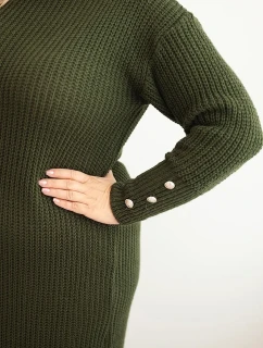 Dámská šaty Plus Size s oversize s kapsou khaki model 21393368 - K-Fashion