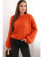 Dámsky mohérový sveter s puzdrovými rukávmi malinová