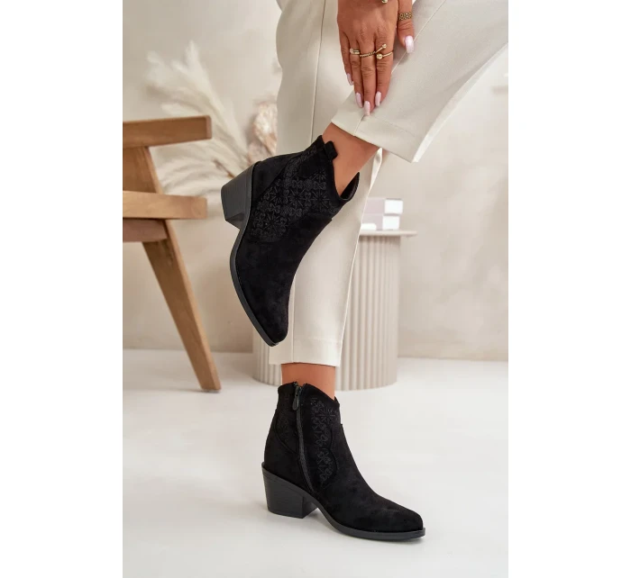 Acorn členkové topánky Kovbojské topánky na zips Eco Suede Black S.Barski