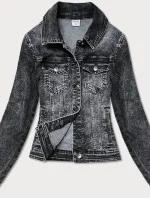 Krátka čierna dámska džínsová bunda (POP5989-K)