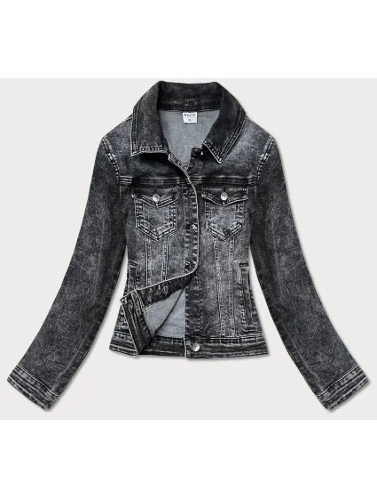 Krátka čierna dámska džínsová bunda (POP5989-K)