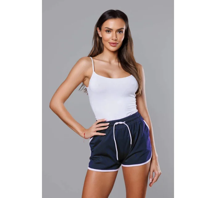 Tmavě modré dámské šortky s kontrastní lemovkou model 18369465 - J.STYLE Tmavě modré dámské šortky s kontrastní lemovkou model 18369465 - J.STYLE