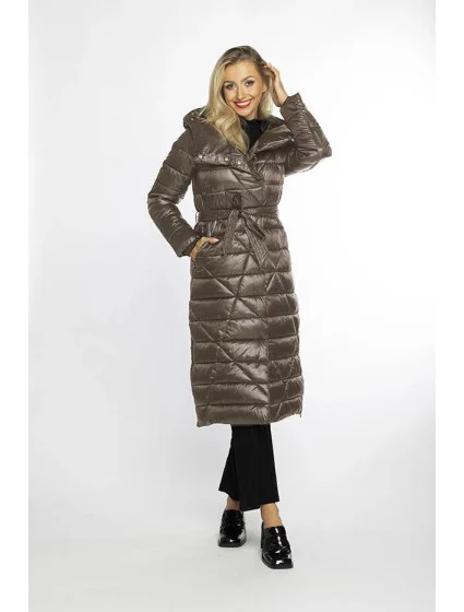 Dámske sako ťavej farby s opaskom na zaväzovanie (AG1-J9069B)