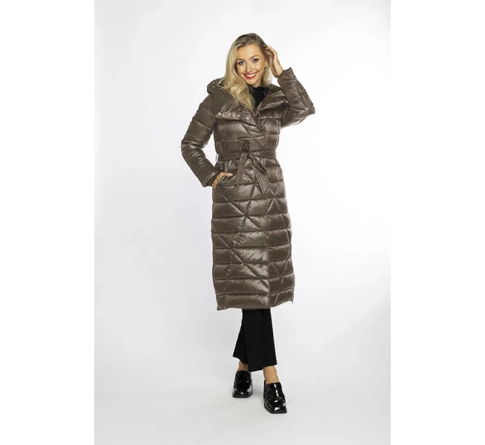 Dámske sako ťavej farby s opaskom na zaväzovanie (AG1-J9069B)